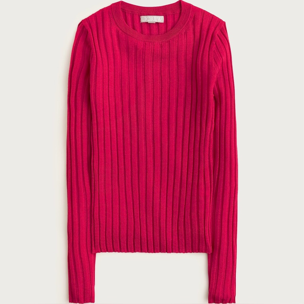 NWT J.Crew Wide-rib Crewneck Sweater-tee in Merino Wool - Autumn Berry